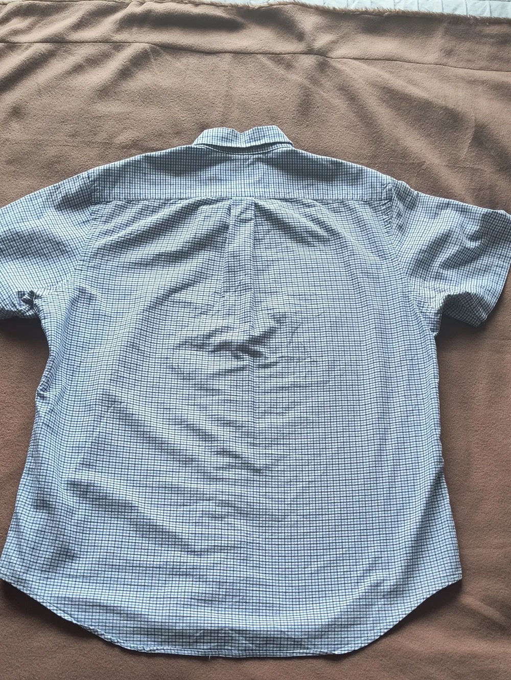 Polo by Ralph Lauren Blue and White Mini Check Short-Sleeve Button-Down Shirt